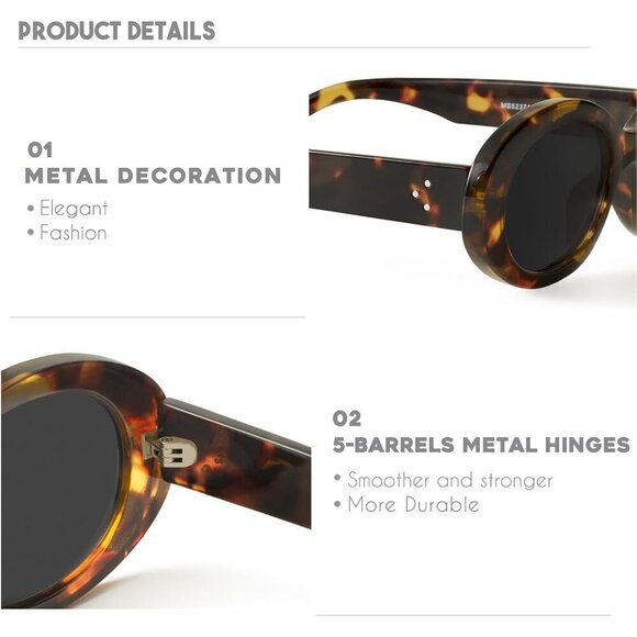 Oval Retro Sunglasses Women 90s Style Chunky Frame UV400 Protection main image 4